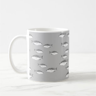 Mug Poisson gris monochrome