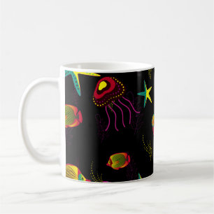 Mug Poisson jaune, noir et marron sans soudure motif.