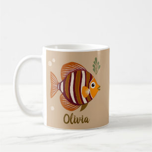 Mug Poisson tropical marron élégant