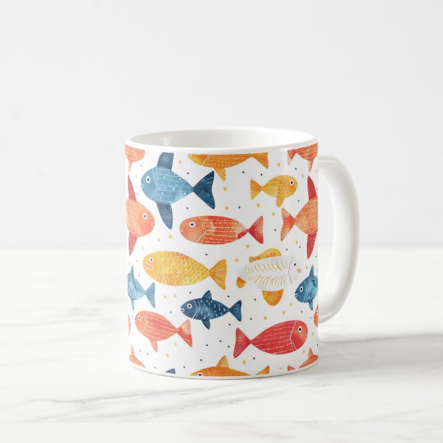 Mug Poissons amusants Motif coloré (Devant droit)