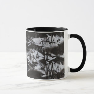 Mug Poissons blancs fossiles sur l'arrière - plan noir