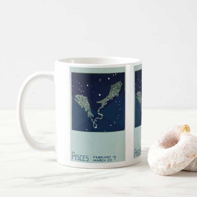 Mug Poissons Constellation Zodiaque Vintage Astrologie (Avec donut)