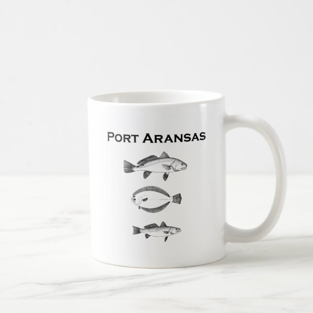 Mug Poissons de mer d'Aransas de port - logo de pêche (Droite)