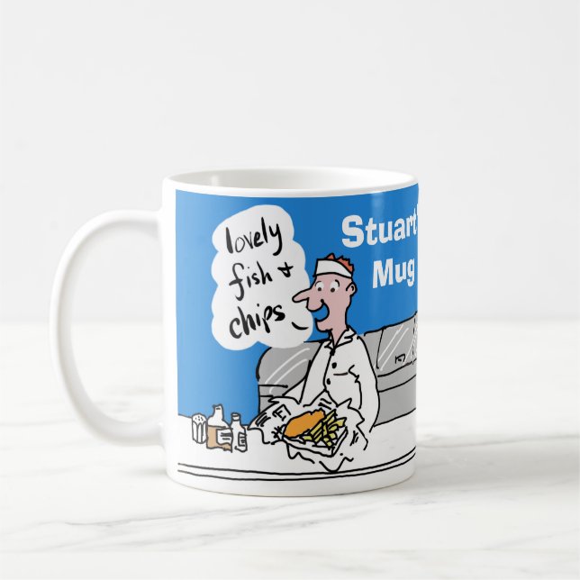 Mug Poissons et chips à personnaliser. (Gauche)