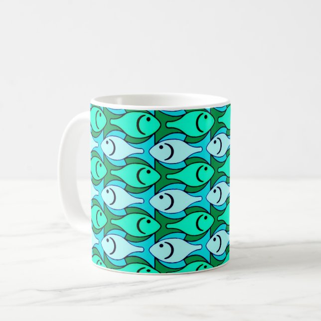 Mug Poissons modernes de la moitié du siècle, vert de (Devant gauche)