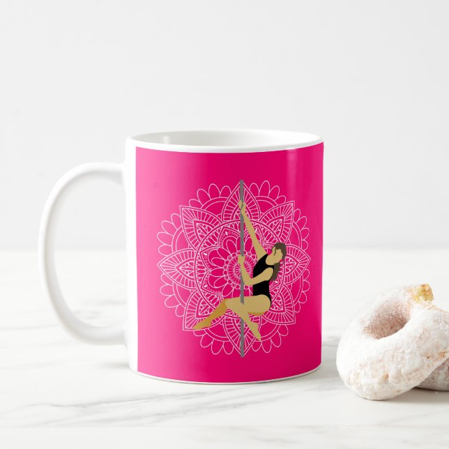 Mug Pôle Sport Dance Flower Mandala Nom Personnalisé (Avec donut)