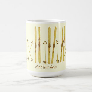 Mug Poles Gold Skis   Crème d'illustration de ski Vint