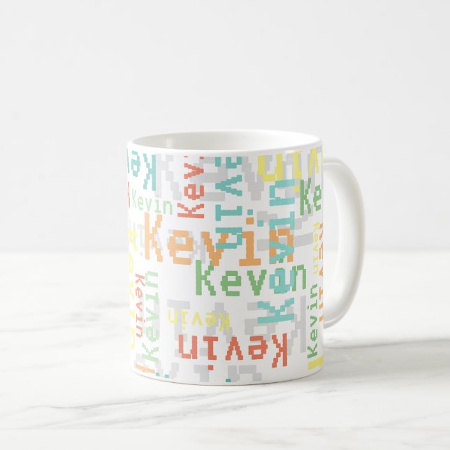 Mug Police Pixel répétant les noms de couleurs tout en (Devant droit)