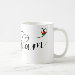 Mug Police Script Wrexham, Drapeau Gallois En Coeur