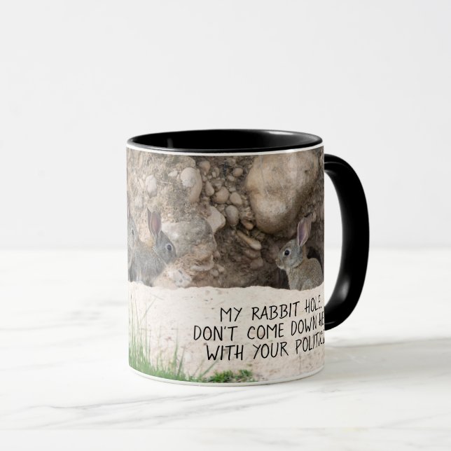 Mug Politique Rabbit Hole Bunny Photo Politique Humour (Devant droit)
