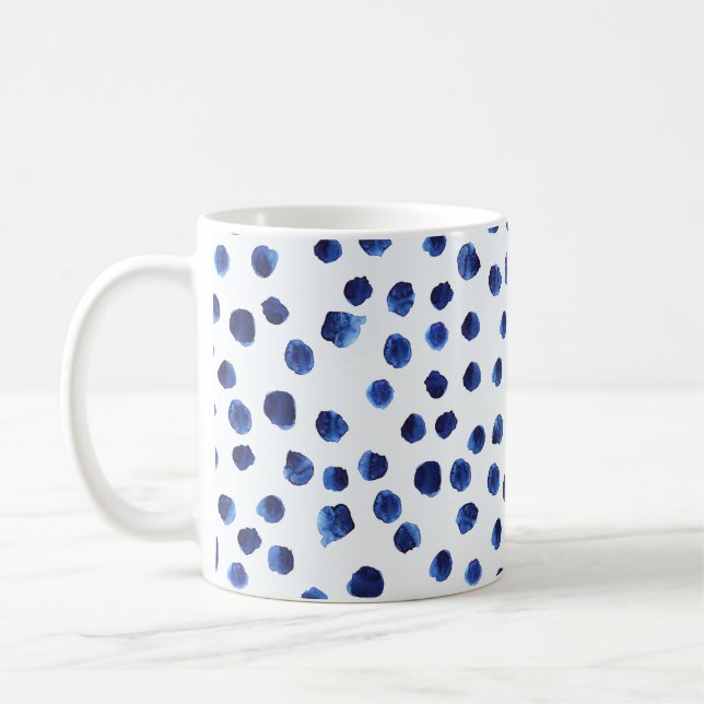 Mug Polka Bleue : Aquarelle Point sans joint. (Gauche)