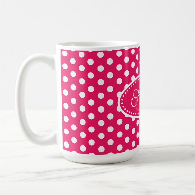 Mug Polka point motif rouge rose et blanc muqueuse (Gauche)