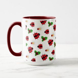 Mug Polka rouge mignon point Ladybug Fleur de margueri
