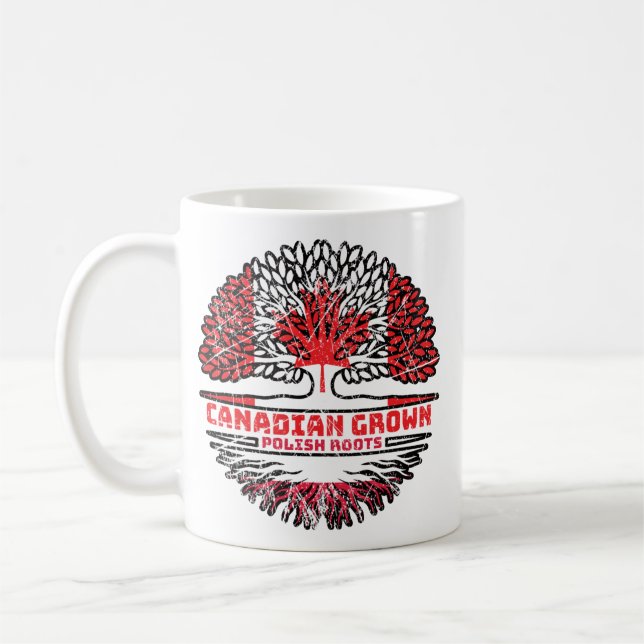 Mug Pologne Polonaise Canada Drapeau des racines d'arb (Gauche)