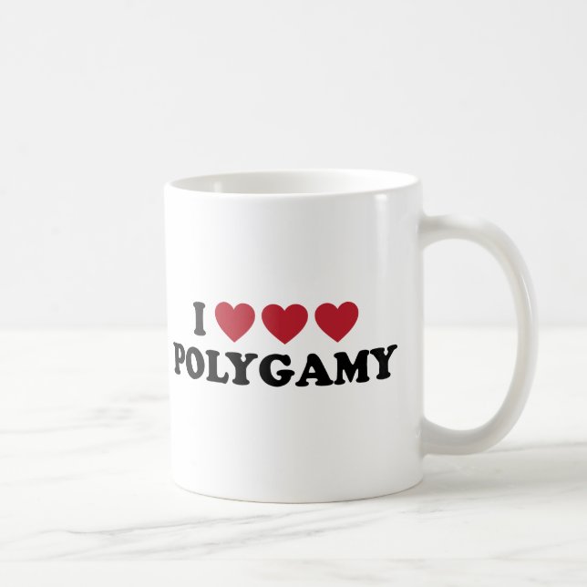 Mug Polygamie drôle de coeur d'I (Droite)