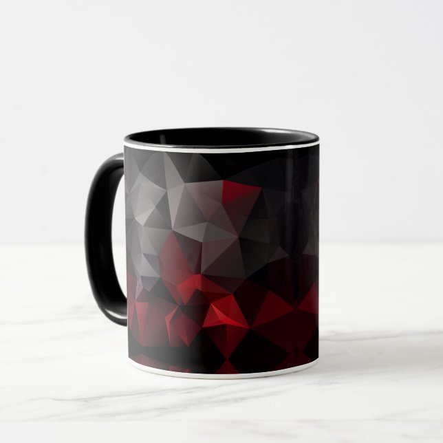 Mug Polygonal, noir et rouge (Devant gauche)