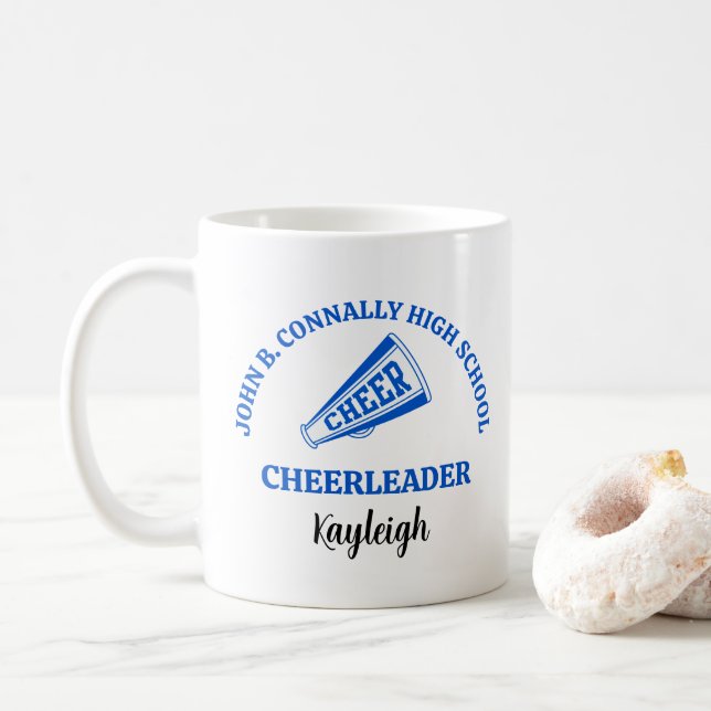 Mug Pom-pom girl de lycée personnalisé bleu royal (Avec donut)