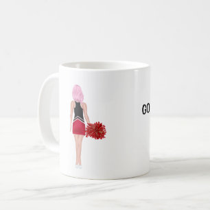 Mug Pom-pom girl personnalisée avec cheveux roses Caf