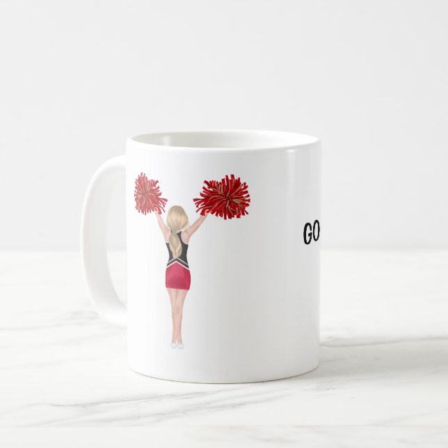 Mug Pom-pom girl personnalisée (cheveux blonds) Café M (Devant gauche)