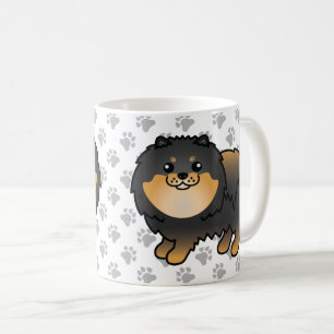 Mug Poméranie Noire Et Tan Cute Cartoon Chien Et Pâtes