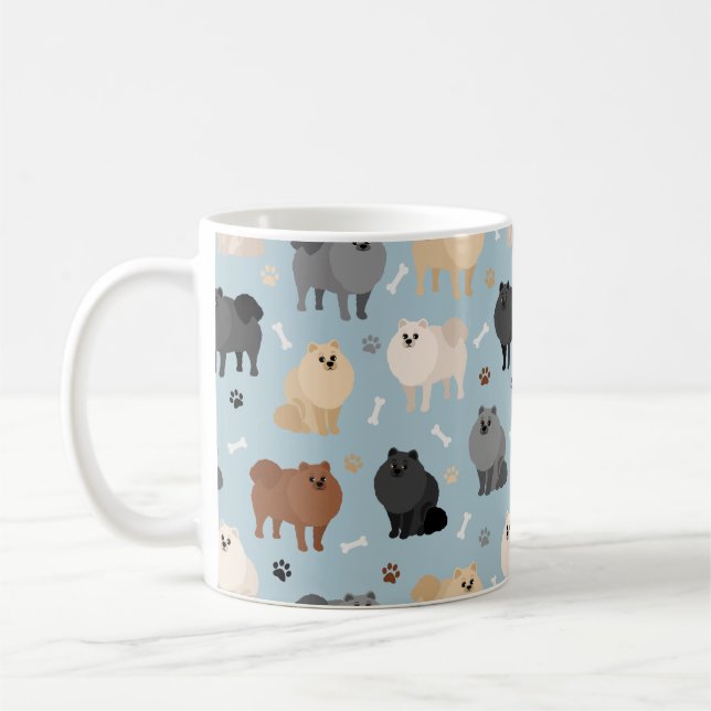 Mug Poméranie Paw-prints et os de chien (Gauche)
