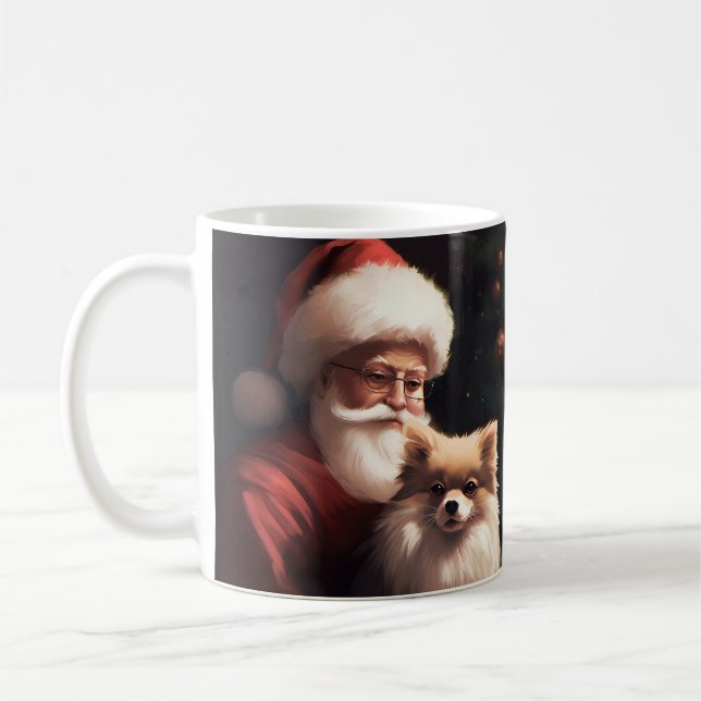Mug Poméranien avec Noël Festif du Père Noël (Gauche)