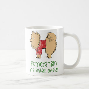 Mug Poméranien dans un chandail nue   Chien drôle