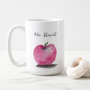 Mug Pomme aquarelle personnalisée Nom de l'enseignant