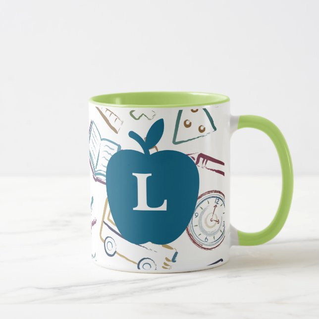 Mug Pomme pour le Monogramme personnalisé de l'enseign (Droite)