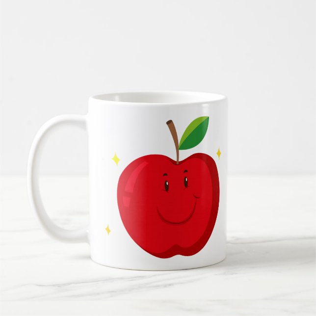 Mug Pomme rouge avec un visage heureux (Gauche)