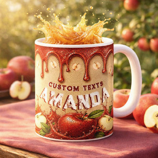Mug Pomme Rouge Beige Vintage Favor | Fête de Jardin R
