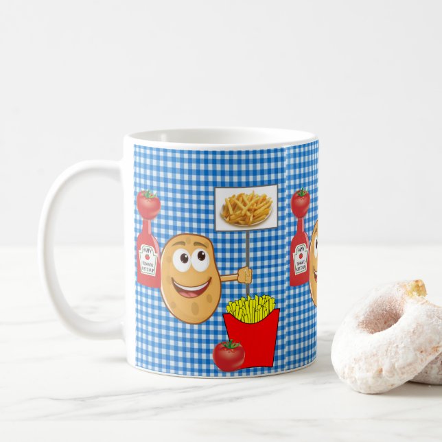 Mug Pommes de terre, Fries françaises, Ketchup Plaid M (Avec donut)
