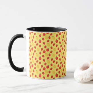 Mug Pommes Fraise Fruit Baie Dessin Animé sur Jaune