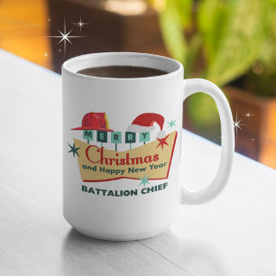 Mug Pompier Joyeux Noël Bonne année Rétro