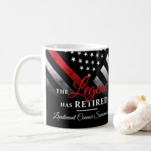 Mug Pompier Ligne Rouge Drapeau pompier retraite