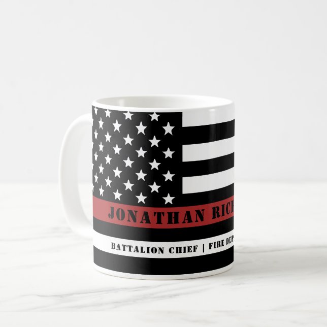 Mug Pompier personnalisé Mince Secourt incendie de lig (Devant gauche)