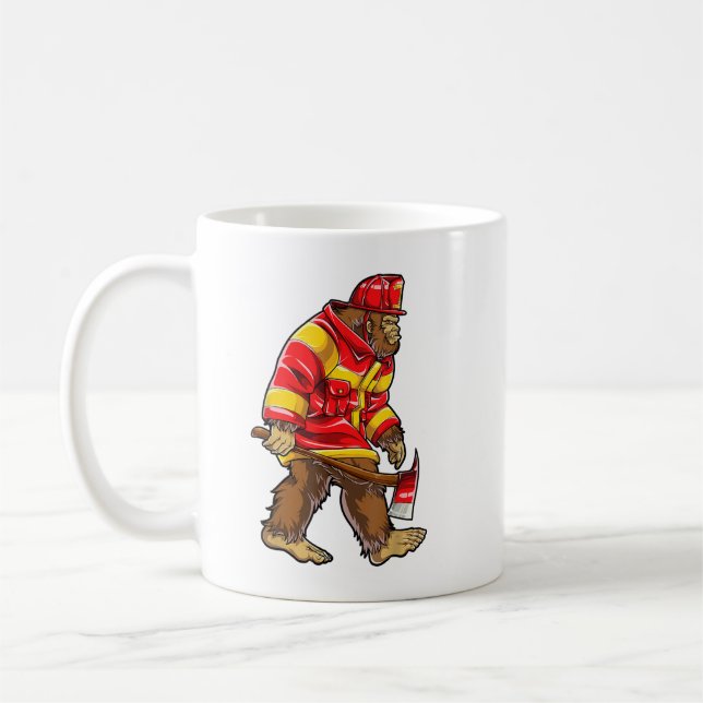 Mug Pompiers Bigfoot Hommes Mince Ligne Rouge Sasquatc (Gauche)