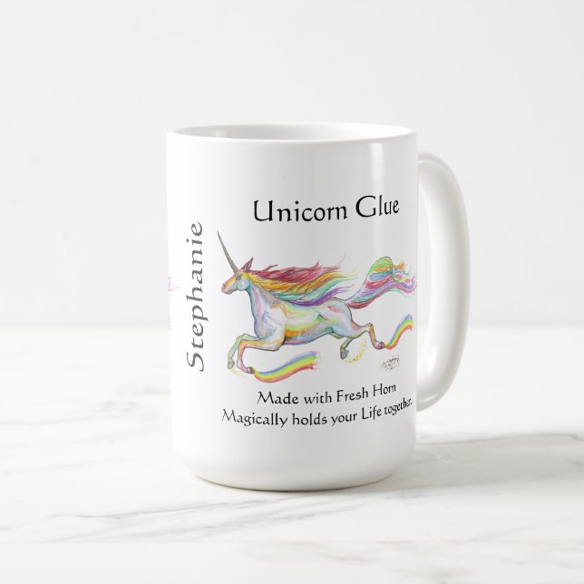 Mug Poney drôle d'arc-en-ciel mignon de cheval de (Devant droit)