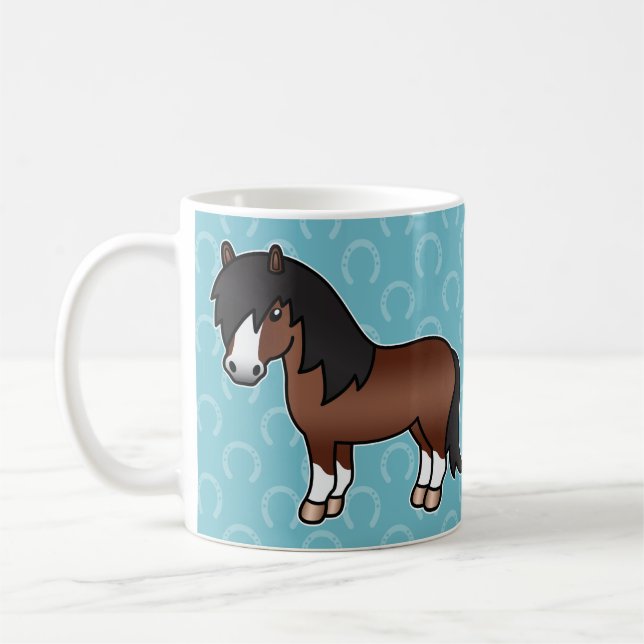 Mug Poney Shetland de dessin animé marron (Gauche)
