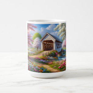 Mug Pont fleuri/ressort coloré et rivière