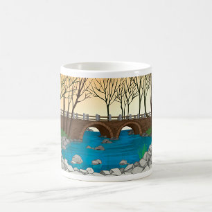 Mug Pont Rustique En Pierre Sur Rivière Paysage nature
