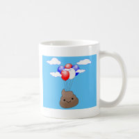 Poo Emoji Voler Avec Des Ballons Dans Le Ciel Bleu