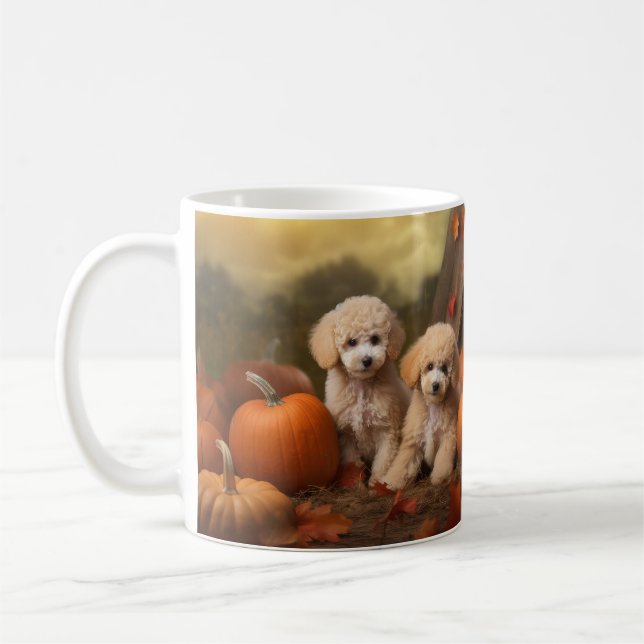 Mug Poodle Chiot Automne Citrouille délice (Gauche)