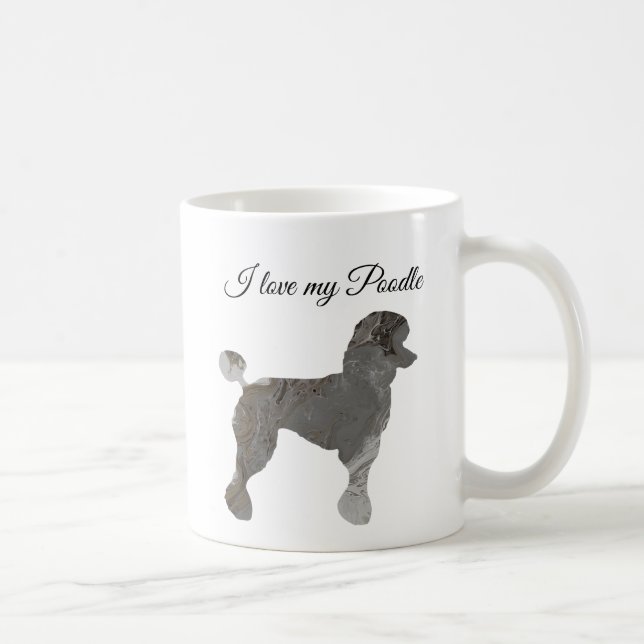 Mug Poodle gris argenté Amour Personnaliser de la boît (Droite)