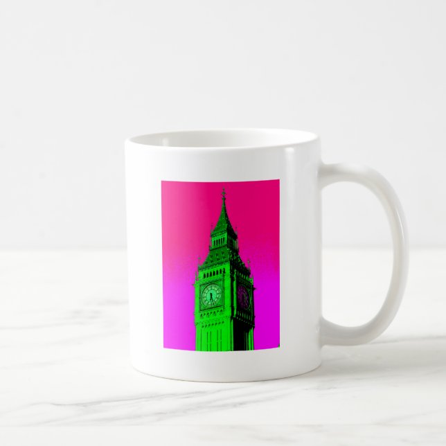 Mug Pop Art Big Ben Londres Voyage rose Vert (Droite)