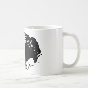 Mug Pop Art Black White Buffalo Bison Silhouette