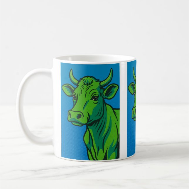 Mug pop art green cow (Left)