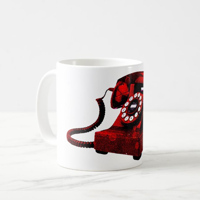 Mug Pop Art Old Red Desk Téléphone Box (Devant gauche)