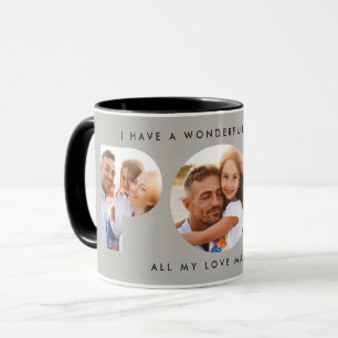 Mug Pop multi photo typographie moderne élégant gris