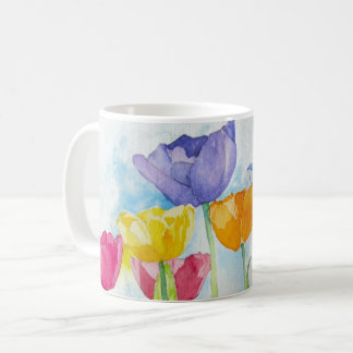 Mug Poppies arc-en-ciel coloré aquarelle originale